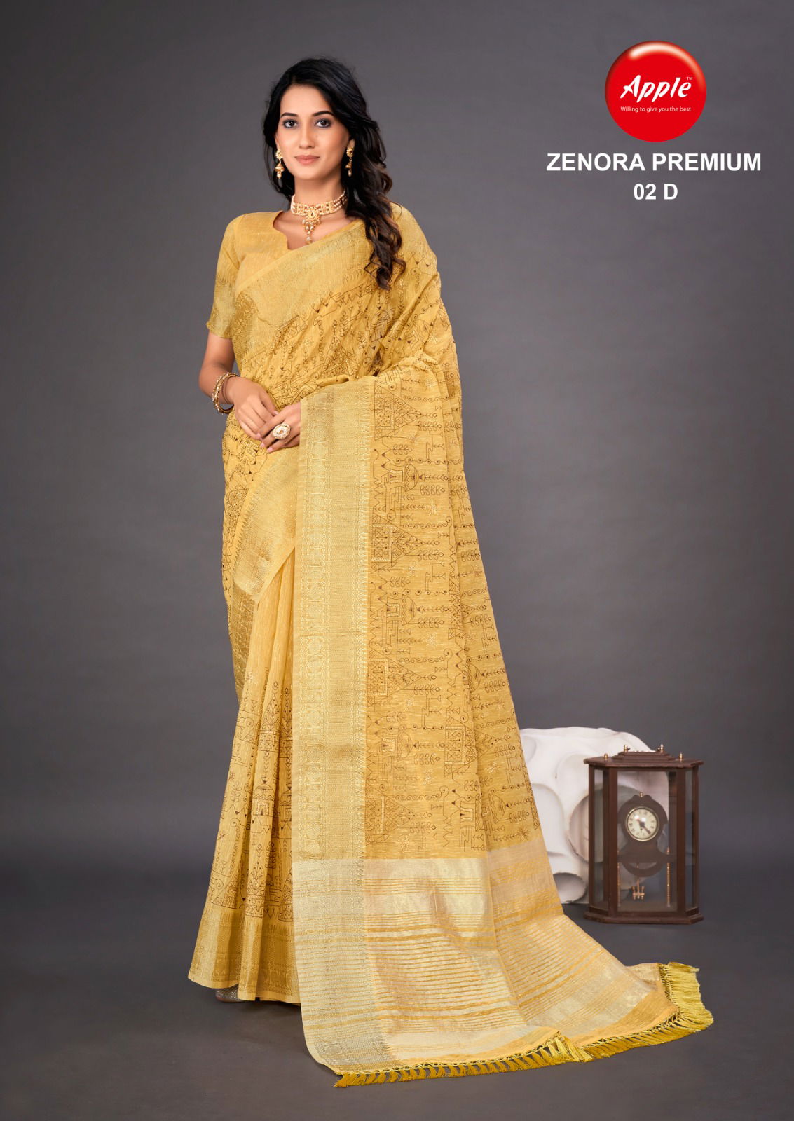 Zenora By Apple Premium 02 Linen Saree Catalog
